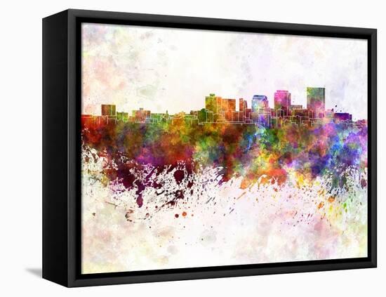 Dayton Skyline in Watercolor Background-paulrommer-Framed Stretched Canvas