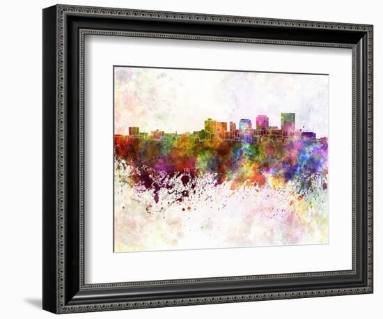 Dayton Skyline in Watercolor Background-paulrommer-Framed Art Print