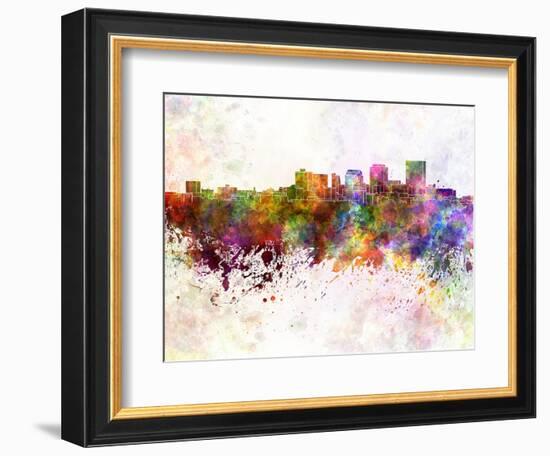 Dayton Skyline in Watercolor Background-paulrommer-Framed Art Print