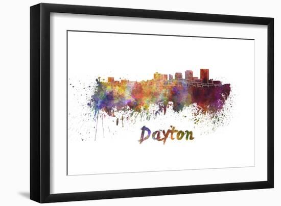 Dayton Skyline in Watercolor-paulrommer-Framed Art Print