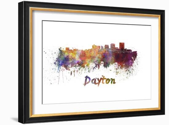 Dayton Skyline in Watercolor-paulrommer-Framed Art Print