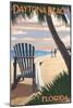 Daytona Beach, Florida - Adirondack Chair on the Beach-Lantern Press-Mounted Art Print