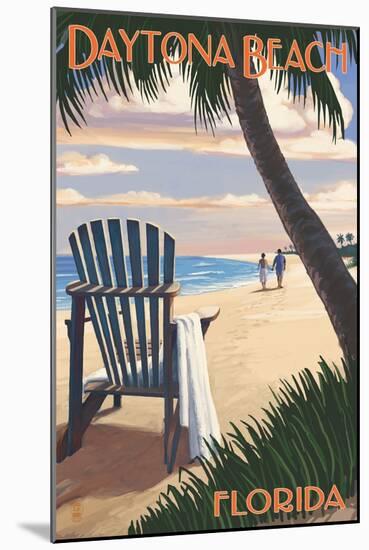 Daytona Beach, Florida - Adirondack Chair on the Beach-Lantern Press-Mounted Art Print