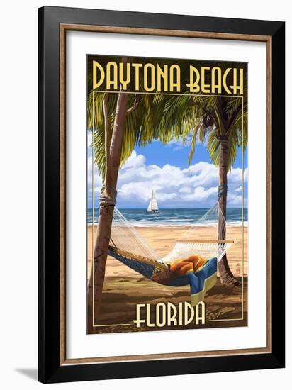 Daytona Beach, Florida - Palms and Hammock-Lantern Press-Framed Art Print