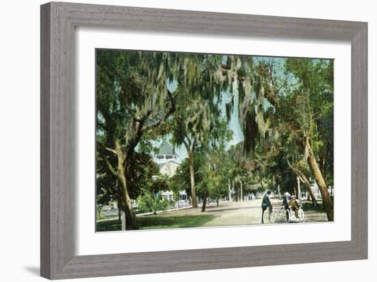 Daytona Beach, Florida - Ridgewood Ave and Hotel View-Lantern Press-Framed Art Print