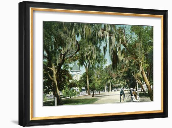 Daytona Beach, Florida - Ridgewood Ave and Hotel View-Lantern Press-Framed Art Print