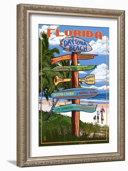 Daytona Beach, Florida - Sign Destinations-Lantern Press-Framed Art Print