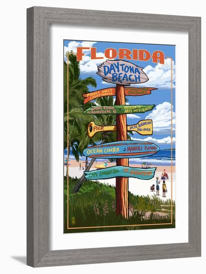 Daytona Beach, Florida - Sign Destinations-Lantern Press-Framed Art Print