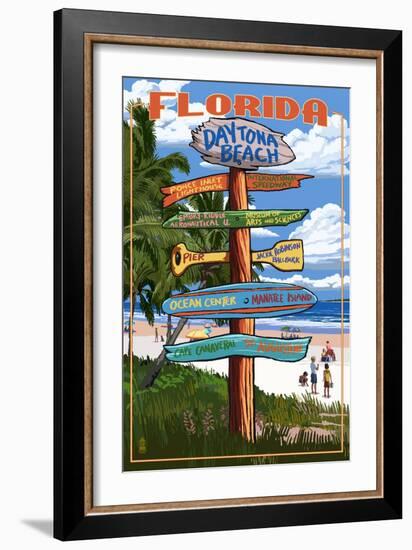 Daytona Beach, Florida - Sign Destinations-Lantern Press-Framed Art Print