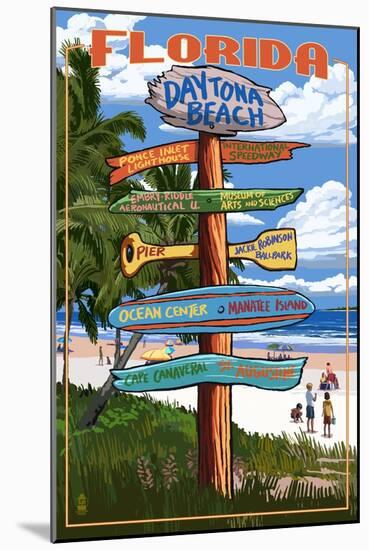 Daytona Beach, Florida - Sign Destinations-Lantern Press-Mounted Art Print