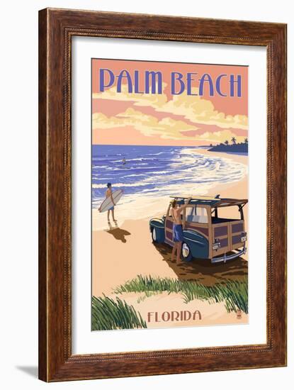 Daytona Beach, Florida - Woody on the Beach-Lantern Press-Framed Art Print