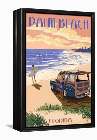 Daytona Beach, Florida - Woody on the Beach-Lantern Press-Framed Stretched Canvas
