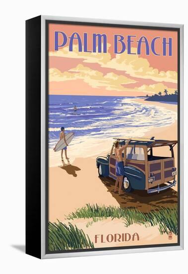 Daytona Beach, Florida - Woody on the Beach-Lantern Press-Framed Stretched Canvas