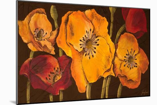 Dazzling Poppies II (Black)-Josefina-Mounted Art Print