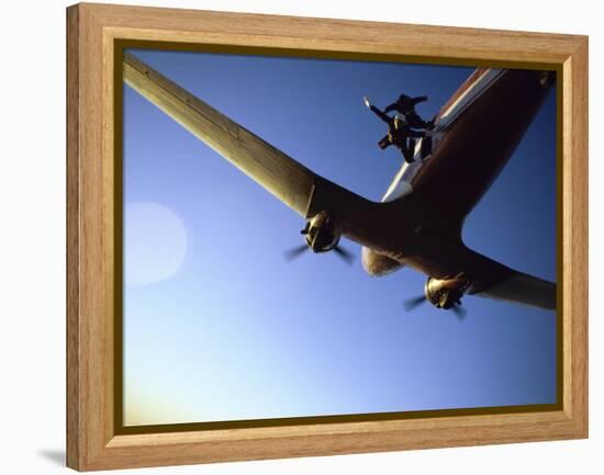 Dc-3 Airplane and Skydivers Zephyrhills, Florida, USA-null-Framed Premier Image Canvas