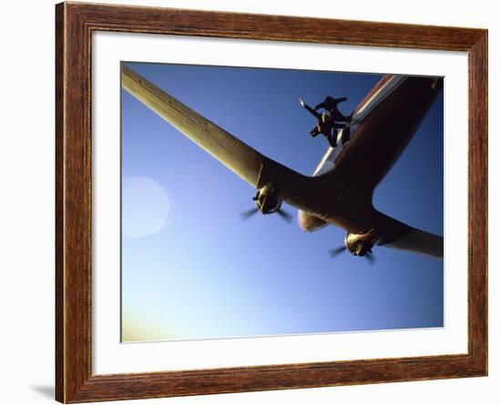 Dc-3 Airplane and Skydivers Zephyrhills, Florida, USA-null-Framed Photographic Print