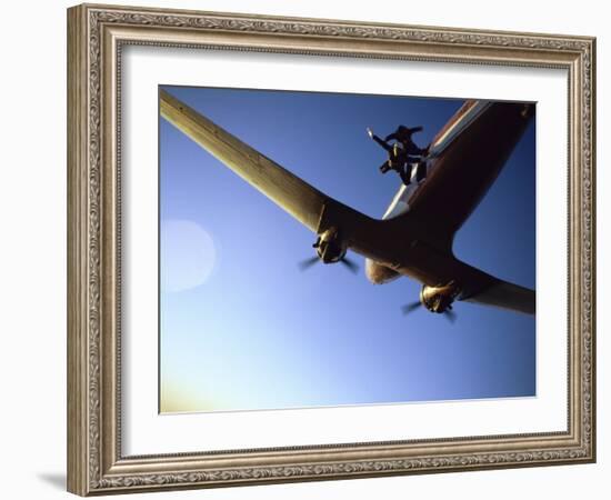 Dc-3 Airplane and Skydivers Zephyrhills, Florida, USA-null-Framed Photographic Print