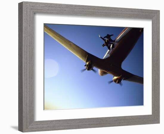 Dc-3 Airplane and Skydivers Zephyrhills, Florida, USA-null-Framed Photographic Print