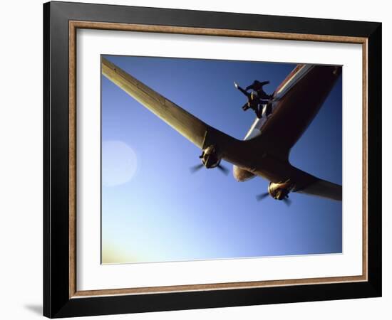 Dc-3 Airplane and Skydivers Zephyrhills, Florida, USA-null-Framed Photographic Print