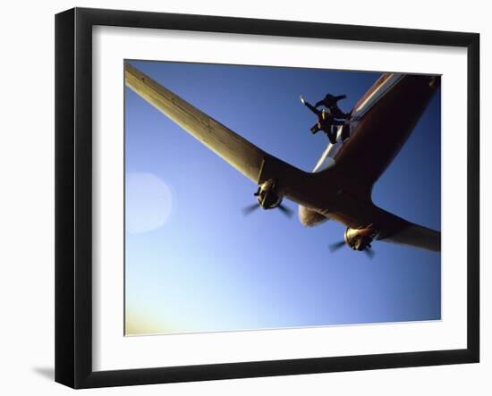 Dc-3 Airplane and Skydivers Zephyrhills, Florida, USA-null-Framed Photographic Print