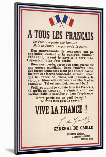 De Gaulle Declaration-null-Mounted Photographic Print