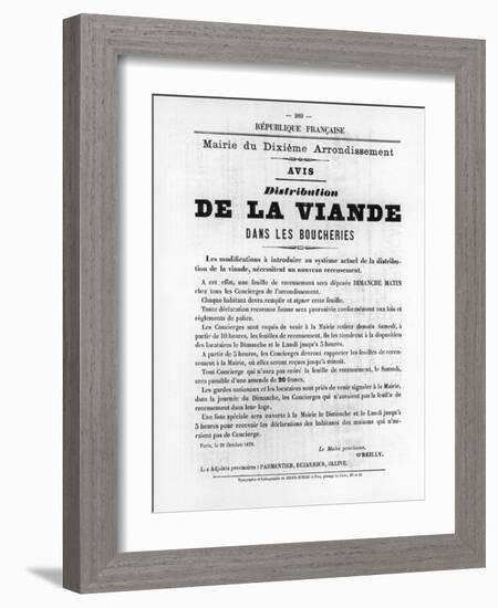 De La Viande, from French Political Posters of the Paris Commune, May 1871-null-Framed Giclee Print