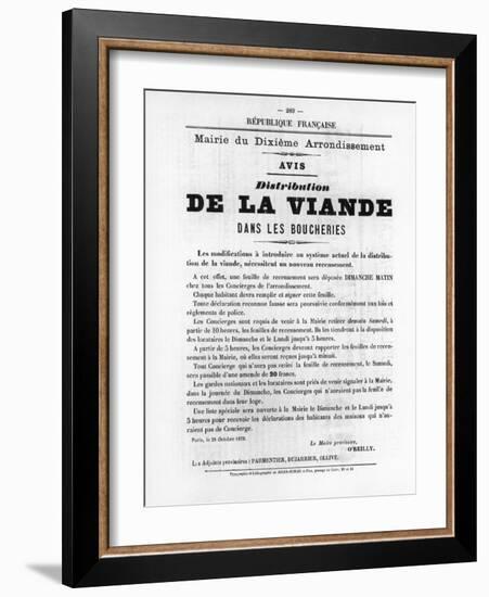 De La Viande, from French Political Posters of the Paris Commune, May 1871-null-Framed Giclee Print