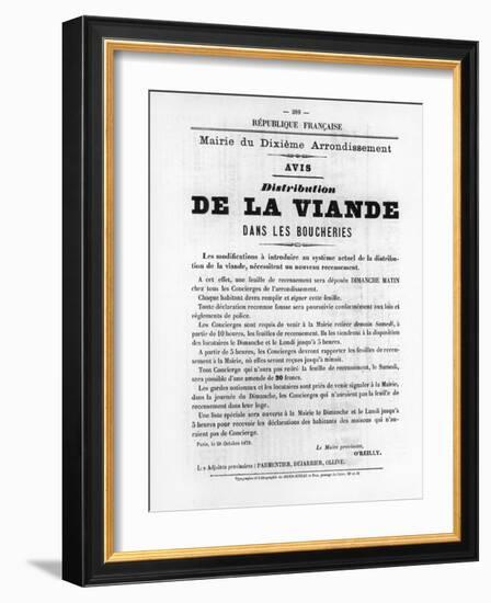 De La Viande, from French Political Posters of the Paris Commune, May 1871-null-Framed Giclee Print