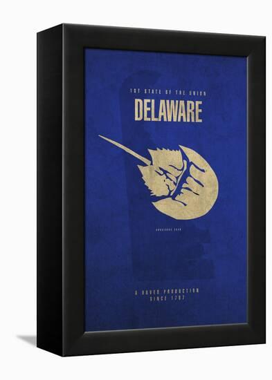 DE State Minimalist Posters-Red Atlas Designs-Framed Premier Image Canvas