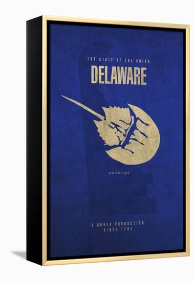 DE State Minimalist Posters-Red Atlas Designs-Framed Premier Image Canvas