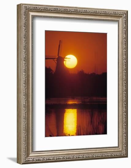 De Zwaan windmill in Windmill Island Gardens at sunrise, Holland, Michigan, USA-null-Framed Photographic Print
