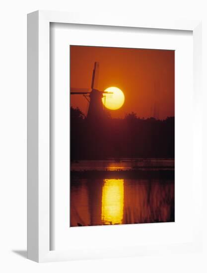 De Zwaan windmill in Windmill Island Gardens at sunrise, Holland, Michigan, USA-null-Framed Photographic Print