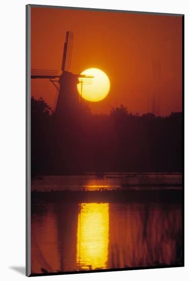 De Zwaan windmill in Windmill Island Gardens at sunrise, Holland, Michigan, USA-null-Mounted Photographic Print