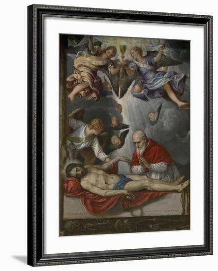 Dead Christ, Adored by Pope Pius V, Ca 1571-1572-Micheli Parrasio-Framed Giclee Print