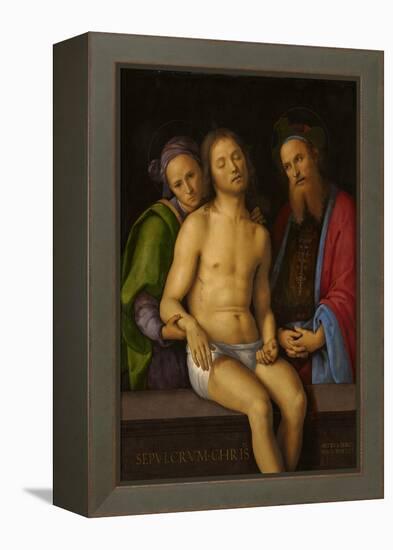 Dead Christ with Joseph of Arimathea and Nicodemus (Sepulchrum Christi), C.1494-98 (Oil & Tempera O-Pietro Perugino-Framed Premier Image Canvas