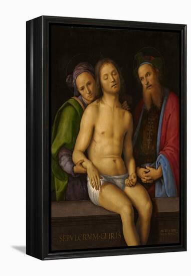 Dead Christ with Joseph of Arimathea and Nicodemus (Sepulchrum Christi), C.1494-98 (Oil & Tempera O-Pietro Perugino-Framed Premier Image Canvas