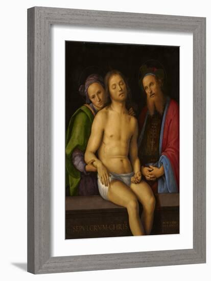 Dead Christ with Joseph of Arimathea and Nicodemus (Sepulchrum Christi), C.1494-98 (Oil & Tempera O-Pietro Perugino-Framed Giclee Print