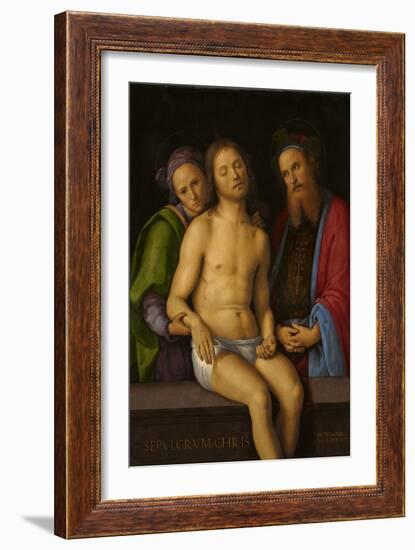 Dead Christ with Joseph of Arimathea and Nicodemus (Sepulchrum Christi), C.1494-98 (Oil & Tempera O-Pietro Perugino-Framed Giclee Print