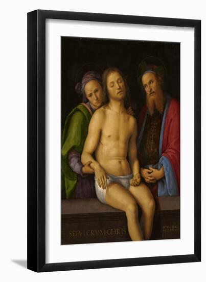 Dead Christ with Joseph of Arimathea and Nicodemus (Sepulchrum Christi), C.1494-98 (Oil & Tempera O-Pietro Perugino-Framed Giclee Print