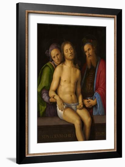 Dead Christ with Joseph of Arimathea and Nicodemus (Sepulchrum Christi), C.1494-98 (Oil & Tempera O-Pietro Perugino-Framed Giclee Print