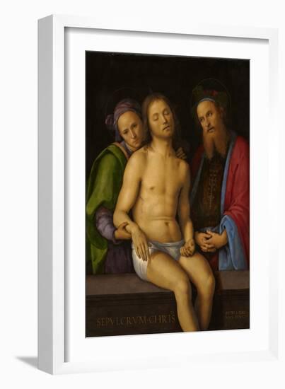 Dead Christ with Joseph of Arimathea and Nicodemus (Sepulchrum Christi), C.1494-98 (Oil & Tempera O-Pietro Perugino-Framed Giclee Print