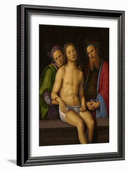 Dead Christ with Joseph of Arimathea and Nicodemus (Sepulchrum Christi), C.1494-98 (Oil & Tempera O-Pietro Perugino-Framed Giclee Print