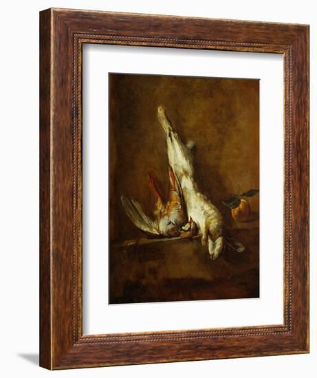 Dead Hare with Red Partridge, Around 1728-Jean-Baptiste Simeon Chardin-Framed Giclee Print