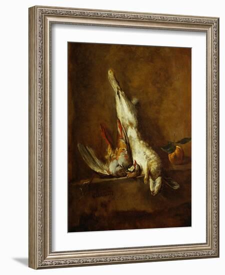 Dead Hare with Red Partridge, Around 1728-Jean-Baptiste Simeon Chardin-Framed Giclee Print