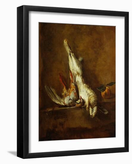 Dead Hare with Red Partridge, Around 1728-Jean-Baptiste Simeon Chardin-Framed Giclee Print