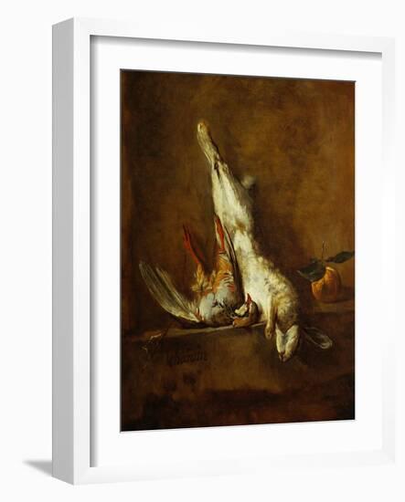 Dead Hare with Red Partridge, Around 1728-Jean-Baptiste Simeon Chardin-Framed Giclee Print