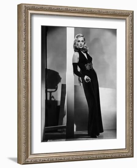 Dead Reckoning, Lizabeth Scott, Modeling a Gown by Jean Louis, 1947-null-Framed Photo