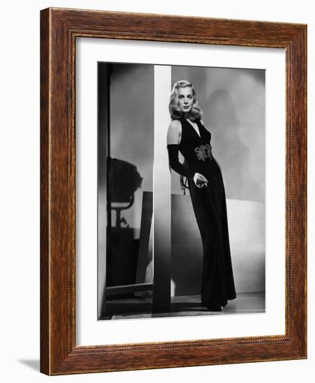 Dead Reckoning, Lizabeth Scott, Modeling a Gown by Jean Louis, 1947-null-Framed Photo