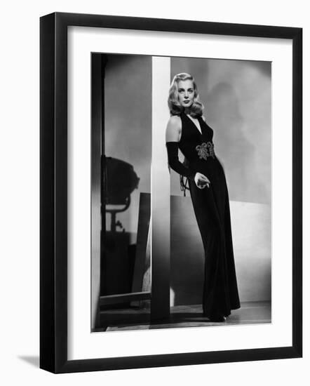 Dead Reckoning, Lizabeth Scott, Modeling a Gown by Jean Louis, 1947-null-Framed Photo