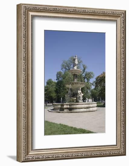 Deak Ferenc Ter Park with Centrepiece Fountain, Budapest, Hungary, Europe-Julian Pottage-Framed Photographic Print